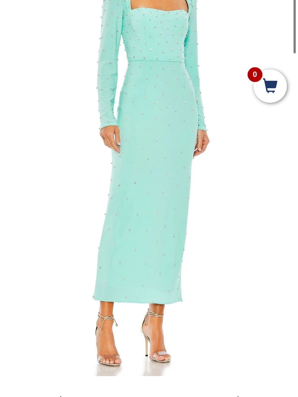 Mac Duggal Mint Green Embellished Long Sleeve Column Dress
